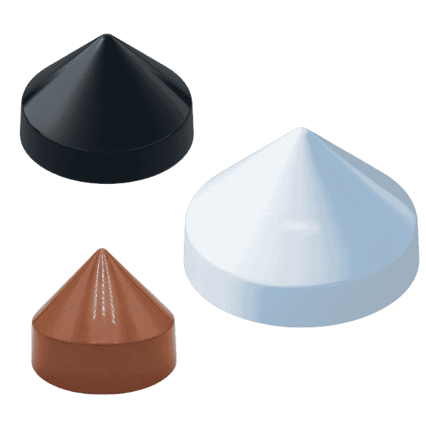 Round cone piling caps for dock pilings