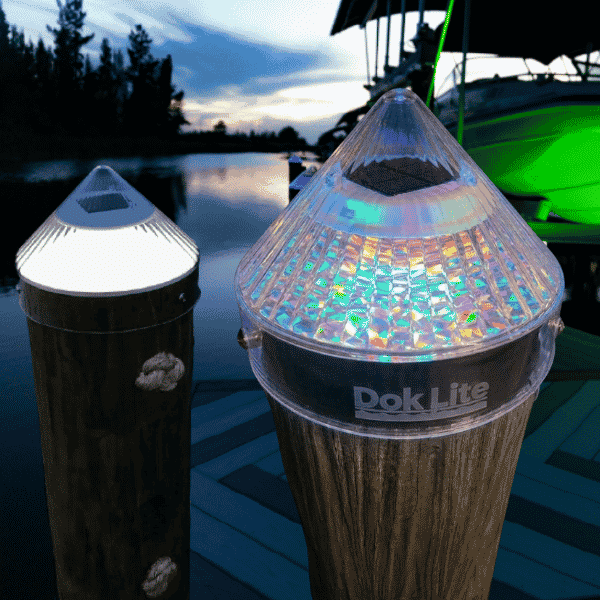 Solar piling cap dock lights