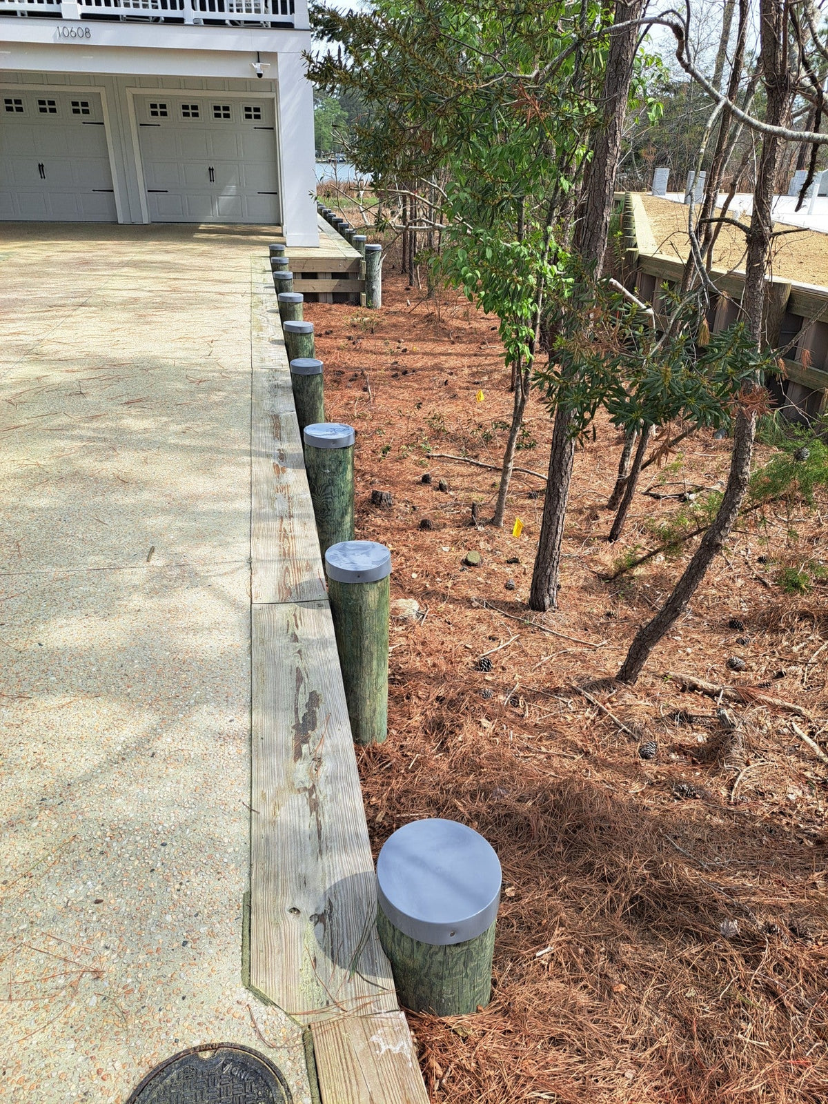 11 inch Light Gray Flat Piling Cap - Polypropylene - piling caps on dock pilings