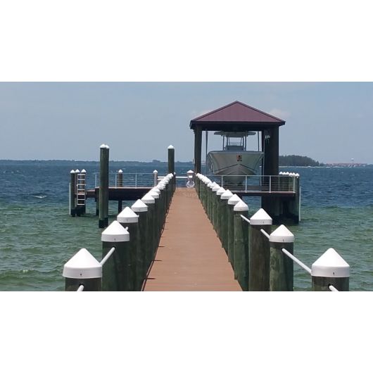 5.0" White Round Cone Piling Cap - marine piling caps on a dock