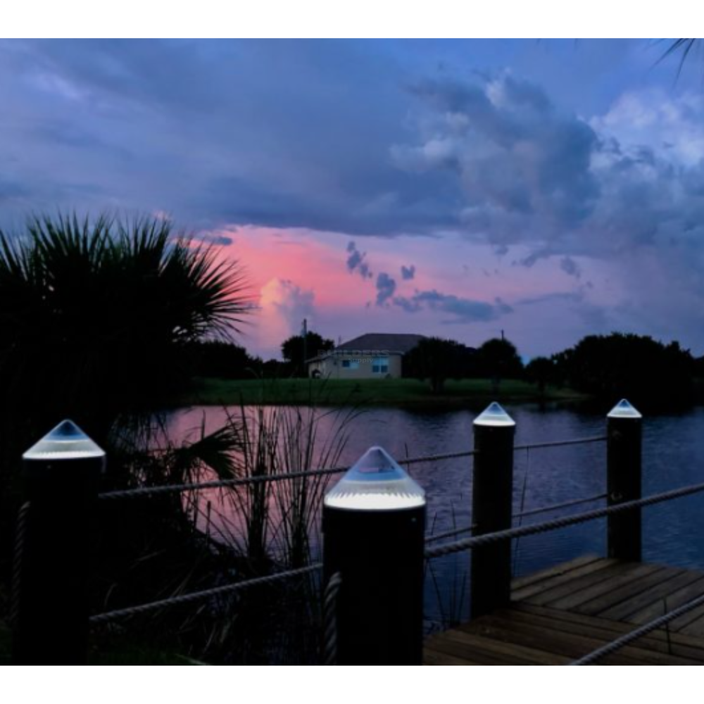 Solar Piling Cap Dock Light (11″ White LED) - solar dock light
