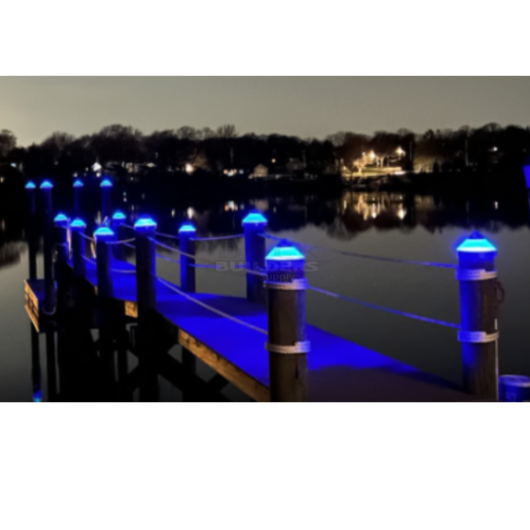 Solar Piling Cap Dock Light (10″ Blue LED) - LED dock piling light