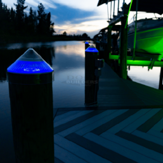Solar Piling Cap Dock Light (9″ Blue LED) - solar dock piling light