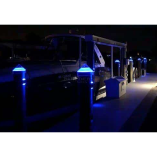 Solar Piling Cap Dock Light (10″ Blue LED) - solar piling cap for docks