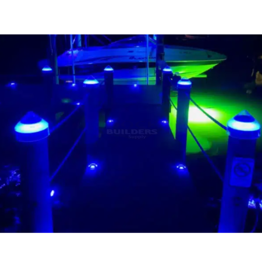 Solar Piling Cap Dock Light (9″ Blue LED) - solar dock light