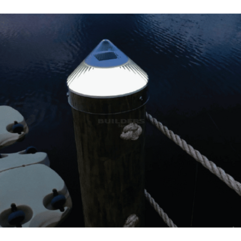Solar Piling Cap Dock Light (9″ White LED) - solar dock piling light