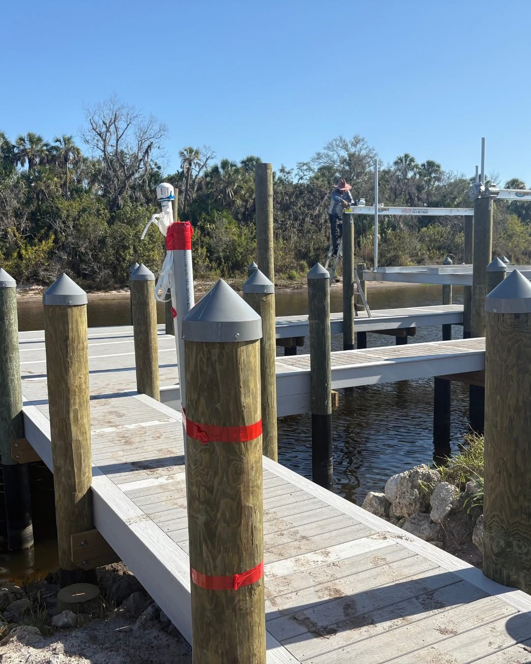 Piling Cap - Light Gray Cone (Polypropylene) 11.0" Round - piling caps on dock pilings
