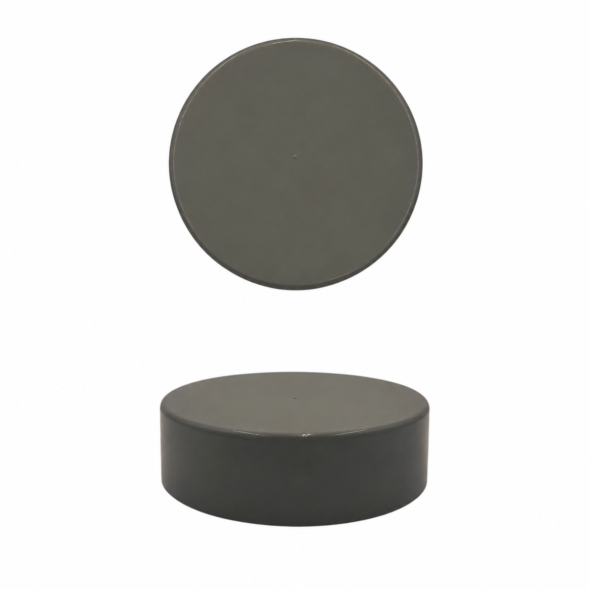 11.0" Dark Gray Round Flat Piling Cap - top and side views